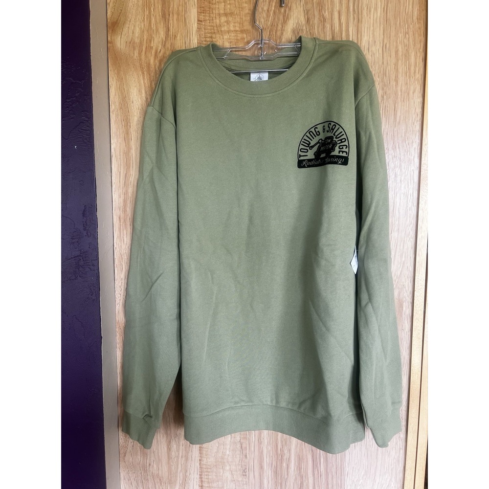 Disney Cars Tow Mater Sweatshirt Green Crew Neck NWT Rare Disney World Park M